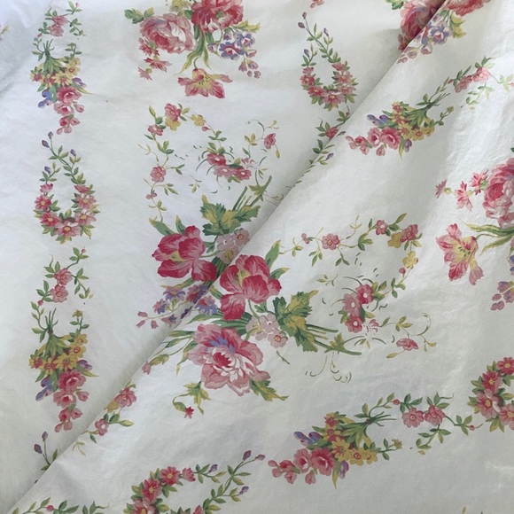 Vintage RALPH LAUREN Twin Flat Sheet Floral Roses